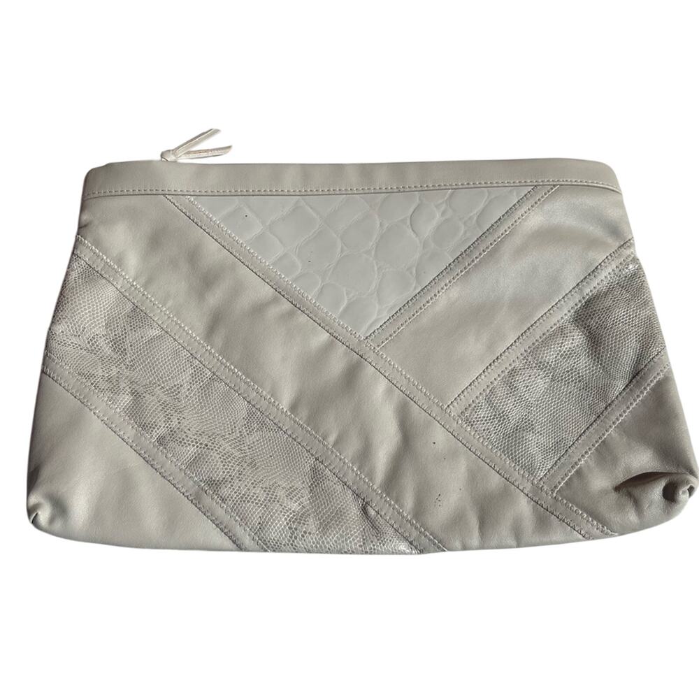 Vintage Oversized Gray Faux Leather Clutch